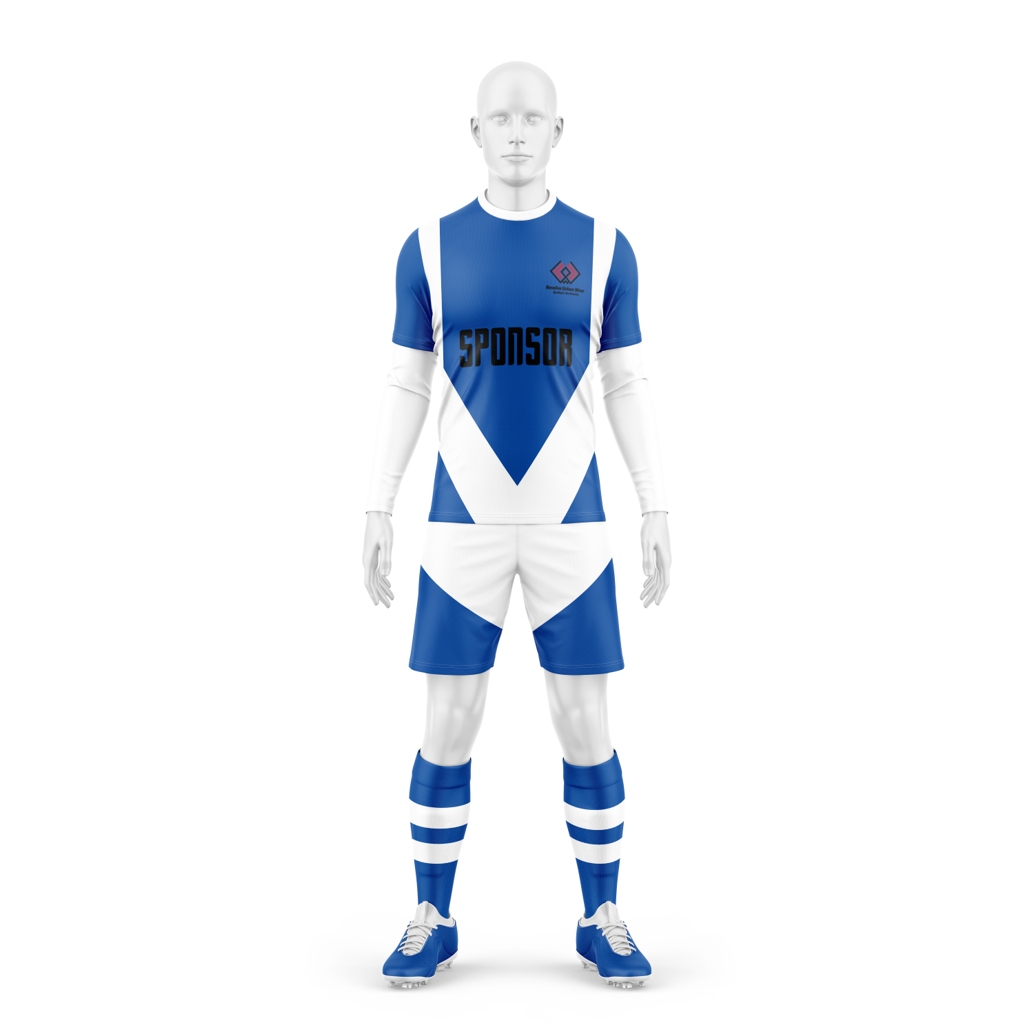 O neck Soccer Blue White Kit 1 (Custom)