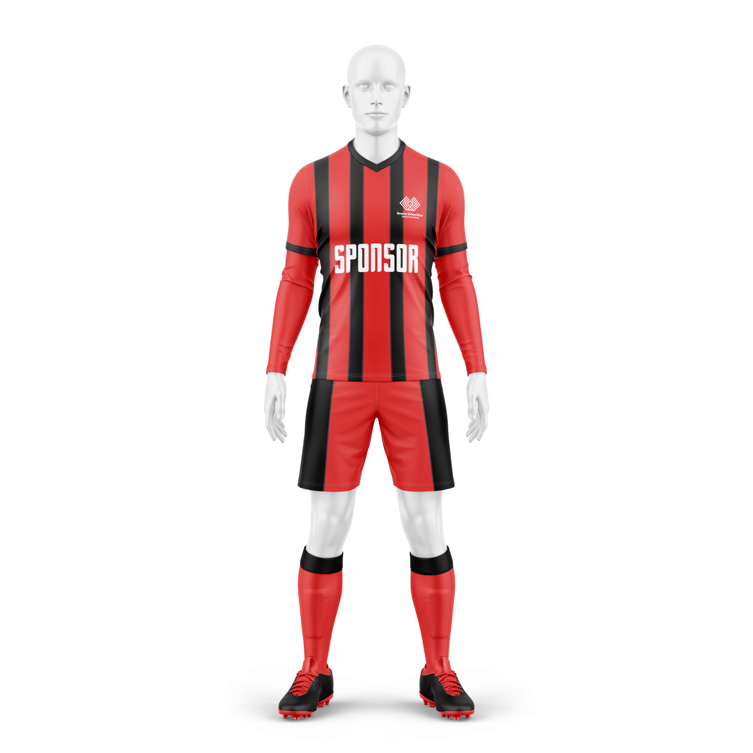 V neck Soccer red Black Kit (Custom)