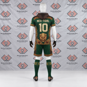 Custom Green 7v7 Football Uniform with Māori Design - Image 3