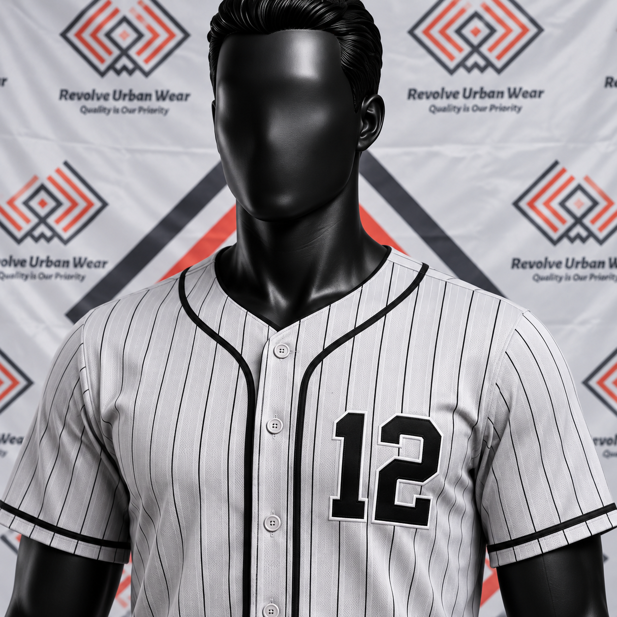 Grey Pinstripe Full Button Baseball Uniform - Image 4