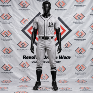 Grey Pinstripe Full Button Baseball Uniform - Image 2