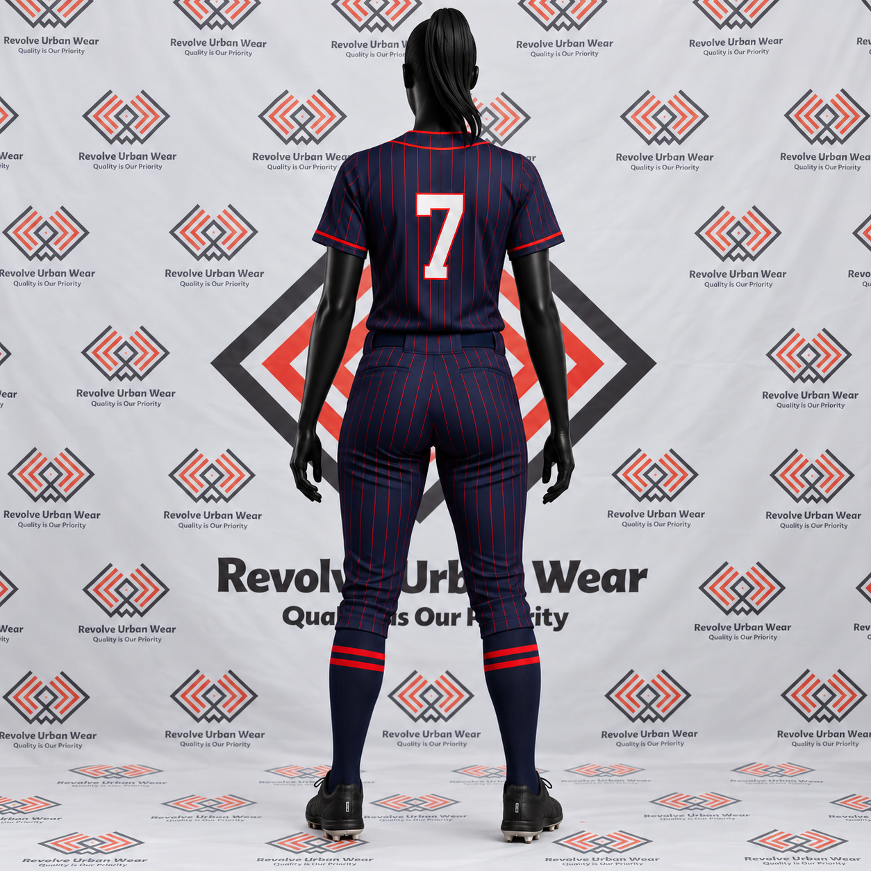 Custom Navy & Red Sublimated Baseball Uniform - Image 3
