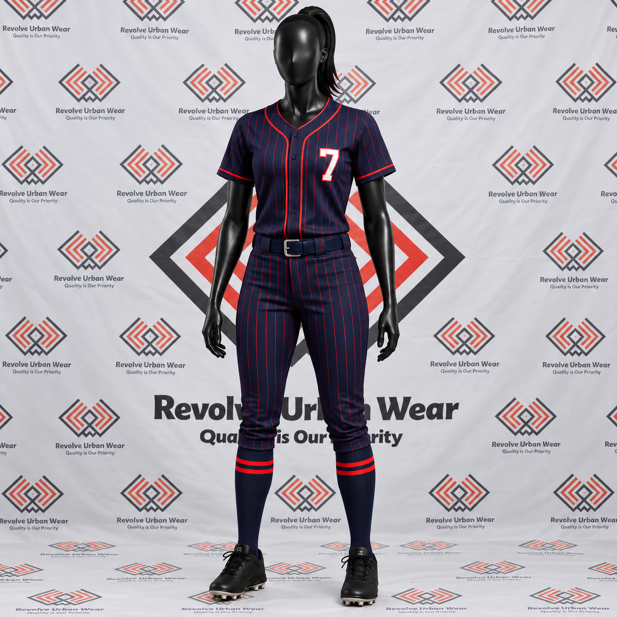 Custom Navy & Red Sublimated Baseball Uniform - Image 2