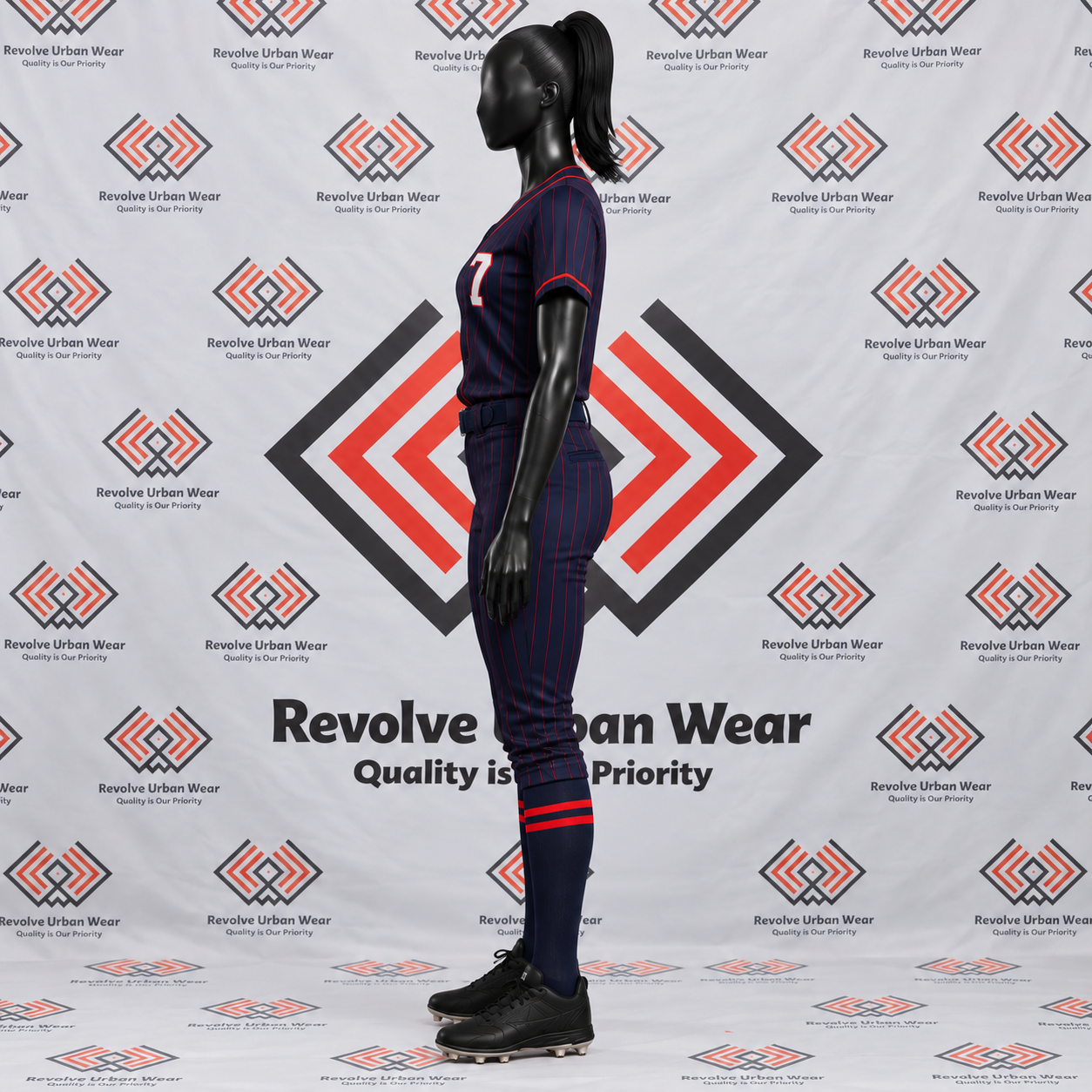Custom Navy & Red Sublimated Baseball Uniform - Image 4