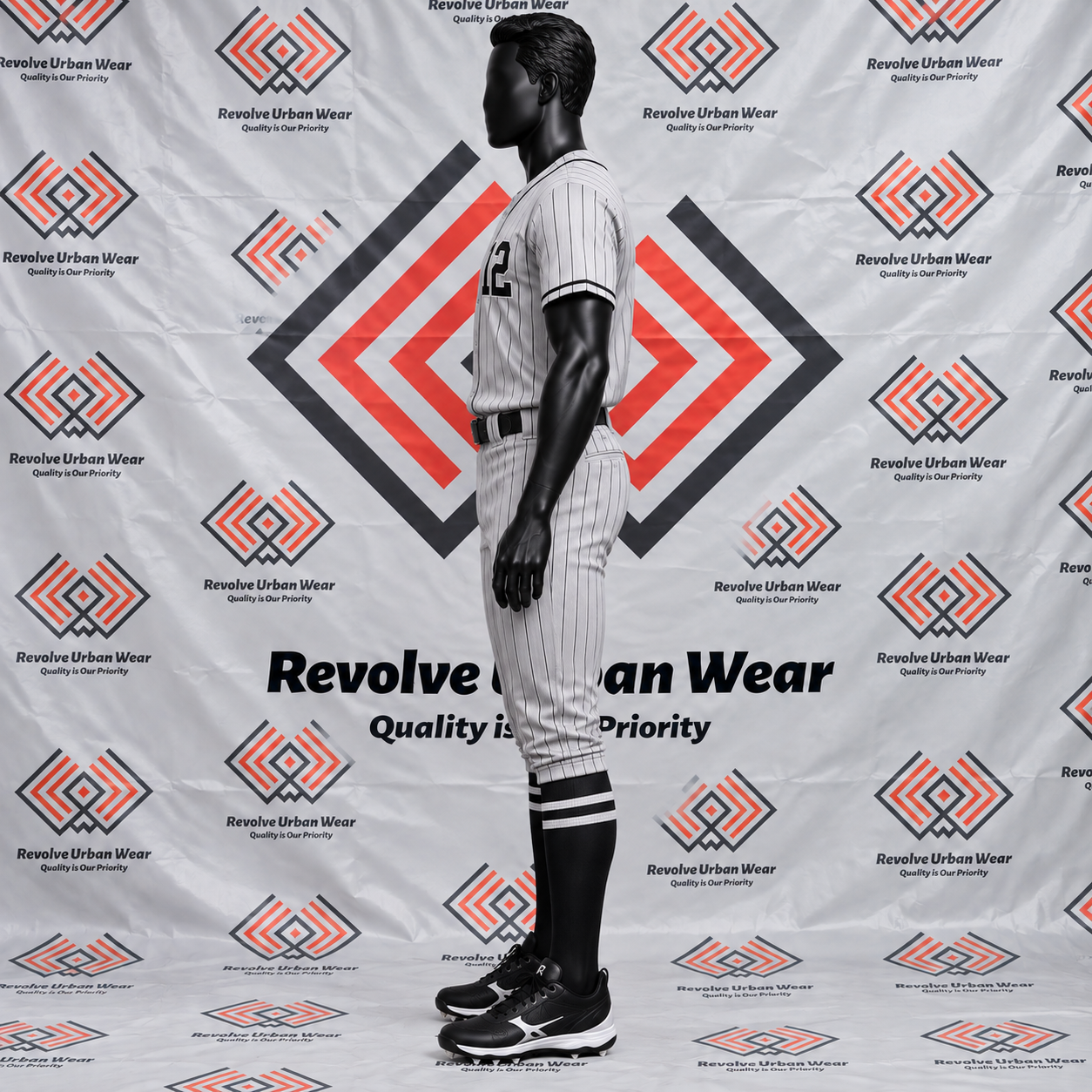 Grey Pinstripe Full Button Baseball Uniform - Image 3
