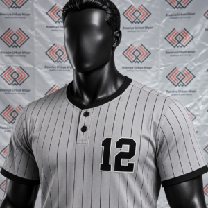 Grey Pinstripe Henley Baseball Uniform - Image 5
