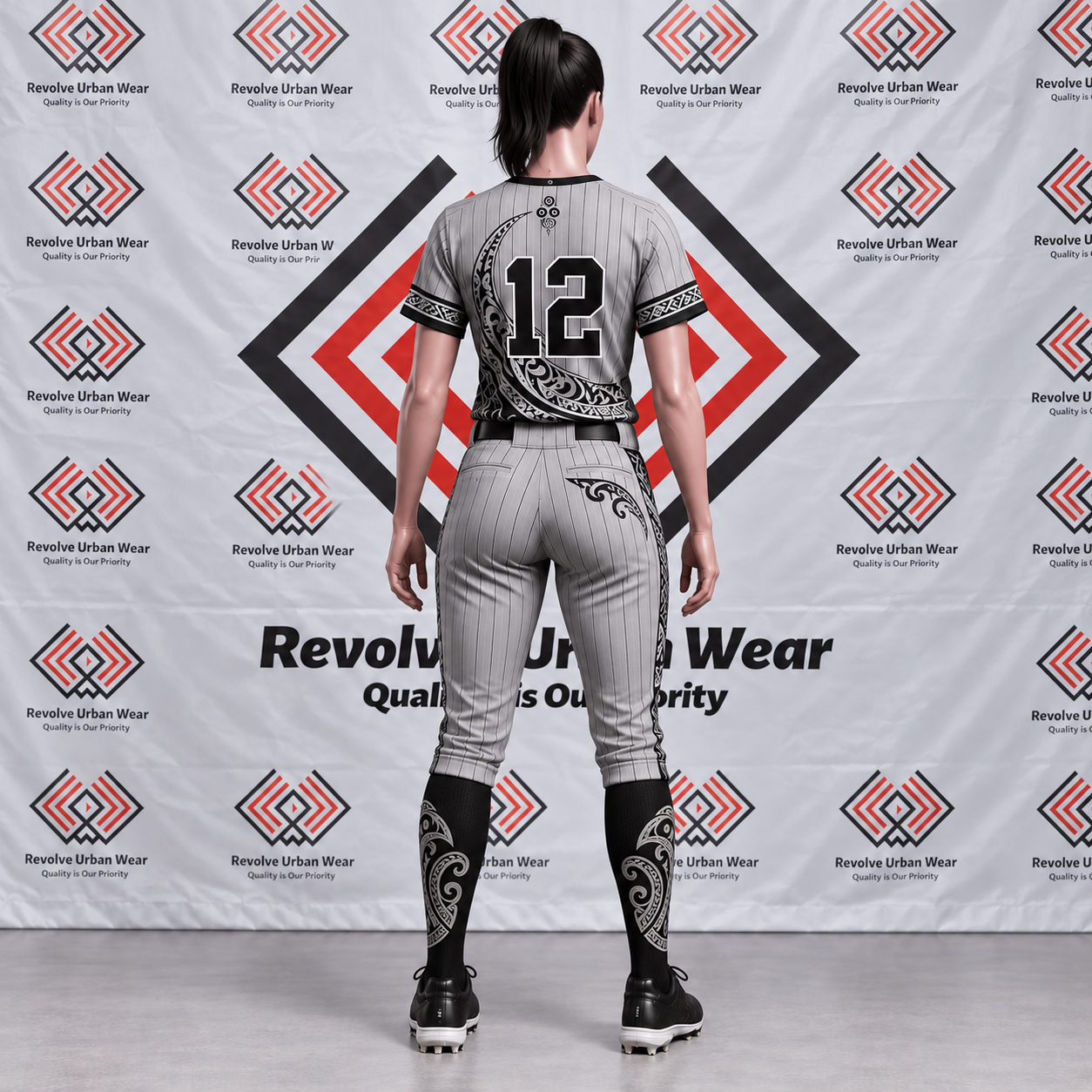 Grey Pinstripe Māori Baseball Uniform - Image 3