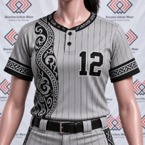 Grey Pinstripe Māori Baseball Uniform - Image 5
