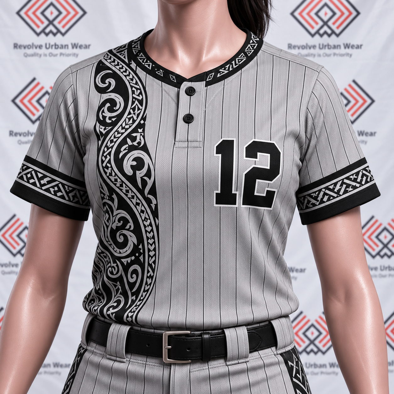 Grey Pinstripe Māori Baseball Uniform - Image 5
