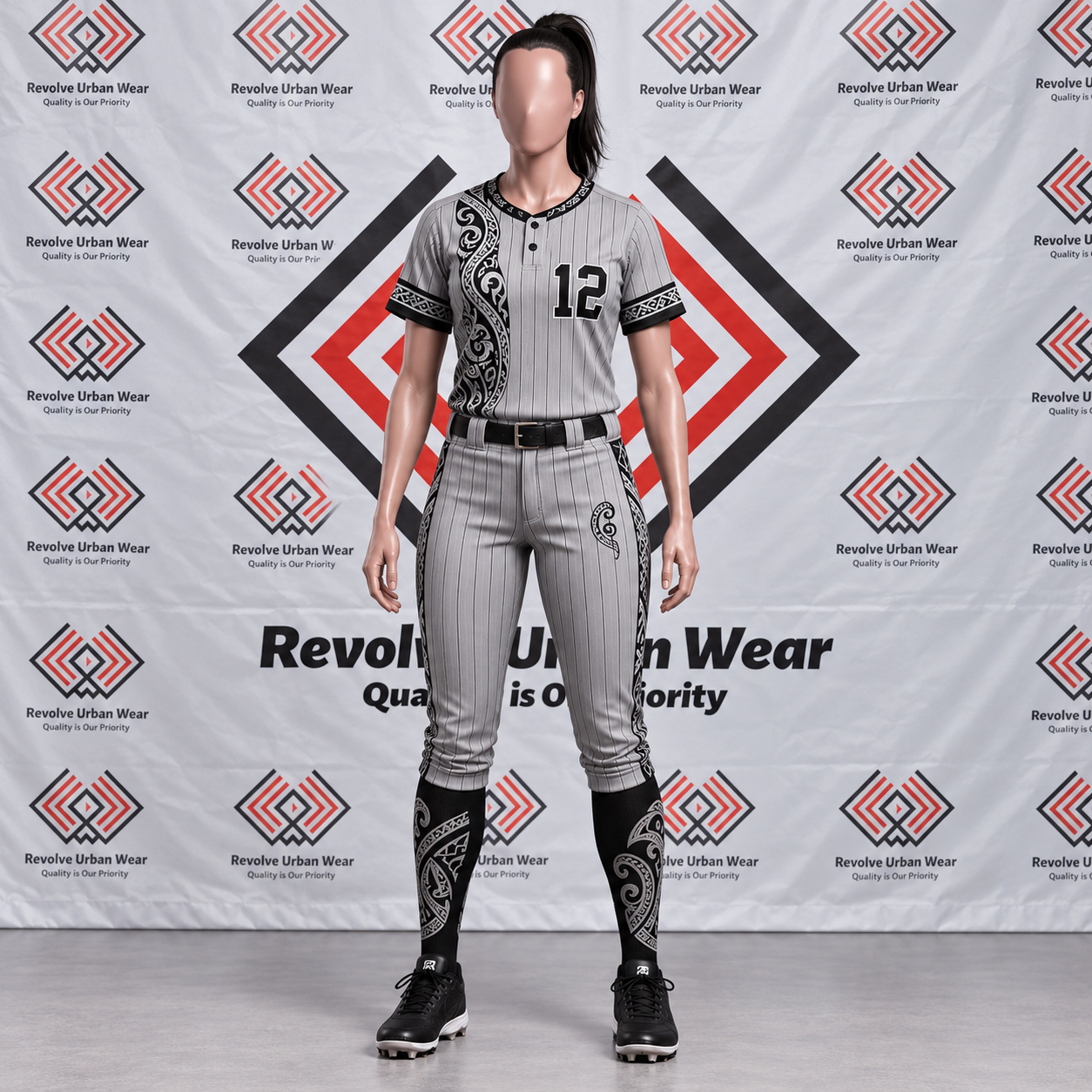 Grey Pinstripe Māori Baseball Uniform - Image 2