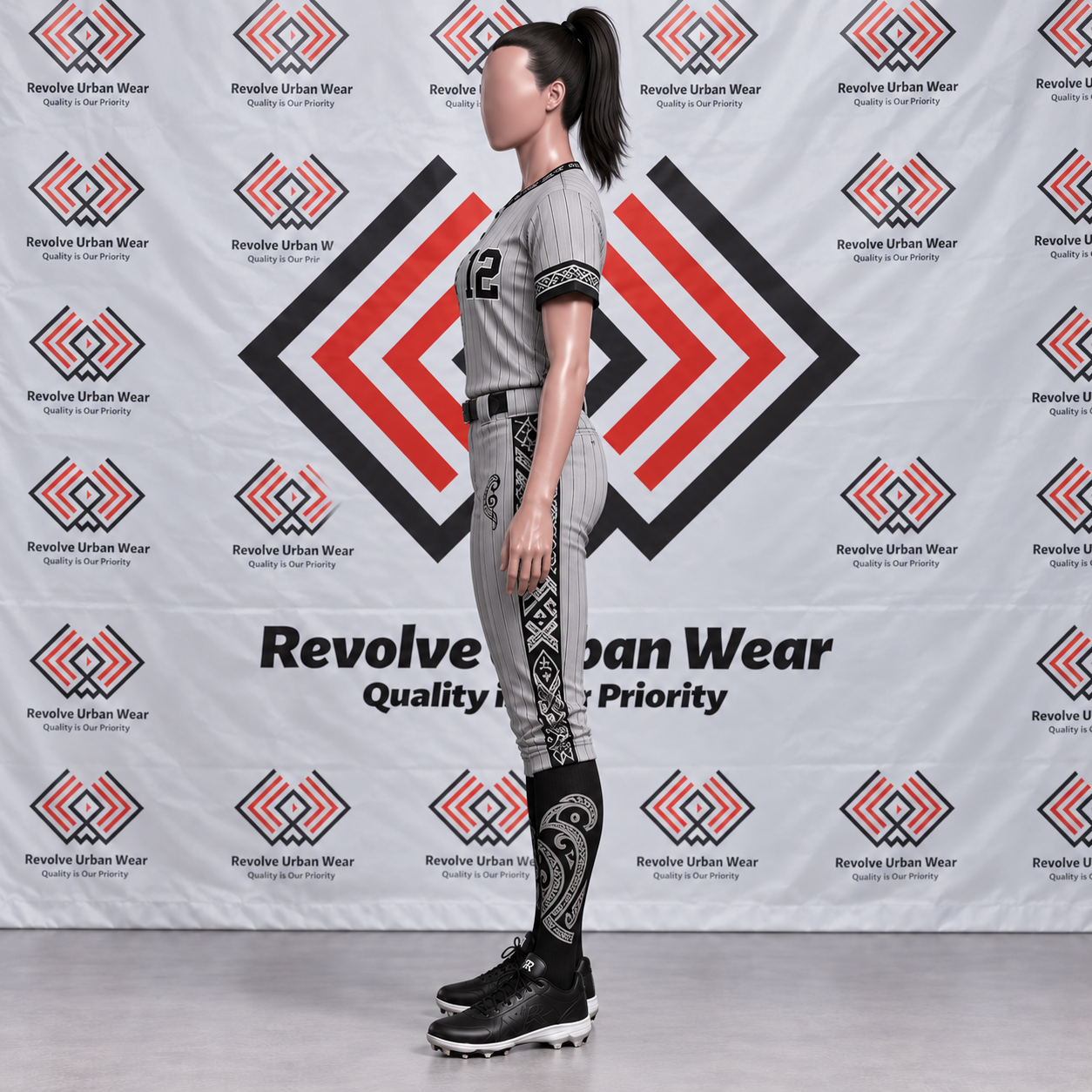 Grey Pinstripe Māori Baseball Uniform - Image 4