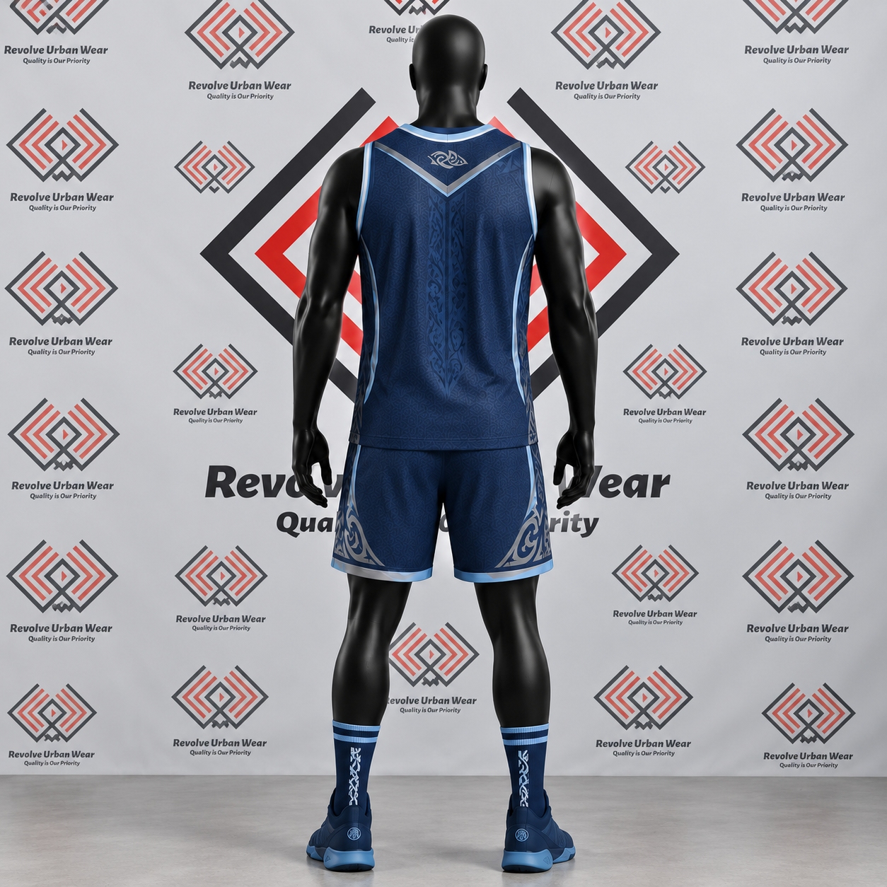 Custom Navy & Light Blue Unisex Basketball Uniform - Image 3