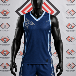 Custom Navy & Light Blue Unisex Basketball Uniform - Image 5