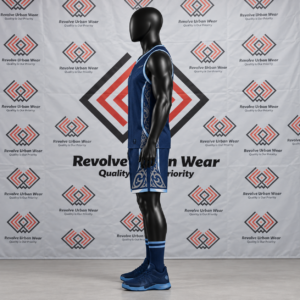 Custom Navy & Light Blue Unisex Basketball Uniform - Image 4