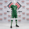 Custom Flag Football Kit featuring a made to order performance jersey and matching athletic shorts on a mannequin.