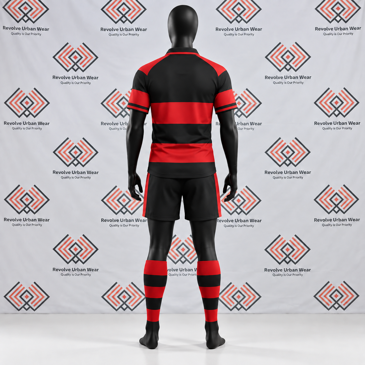 Red & Black Hooped Rugby Union Uniform - Image 3
