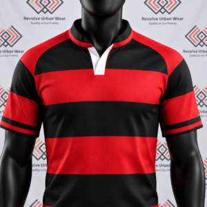 Red & Black Hooped Rugby Union Uniform - Image 5