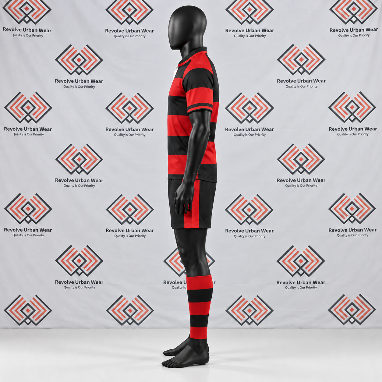 Red & Black Hooped Rugby Union Uniform - Image 4