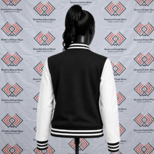 Black and White Custom Varsity Jacket Leather Sleeve - Image 3