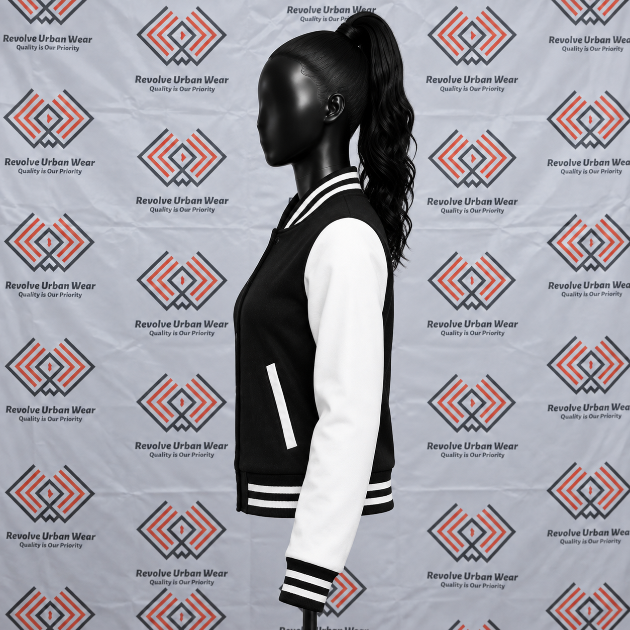 Black and White Custom Varsity Jacket Leather Sleeve - Image 4
