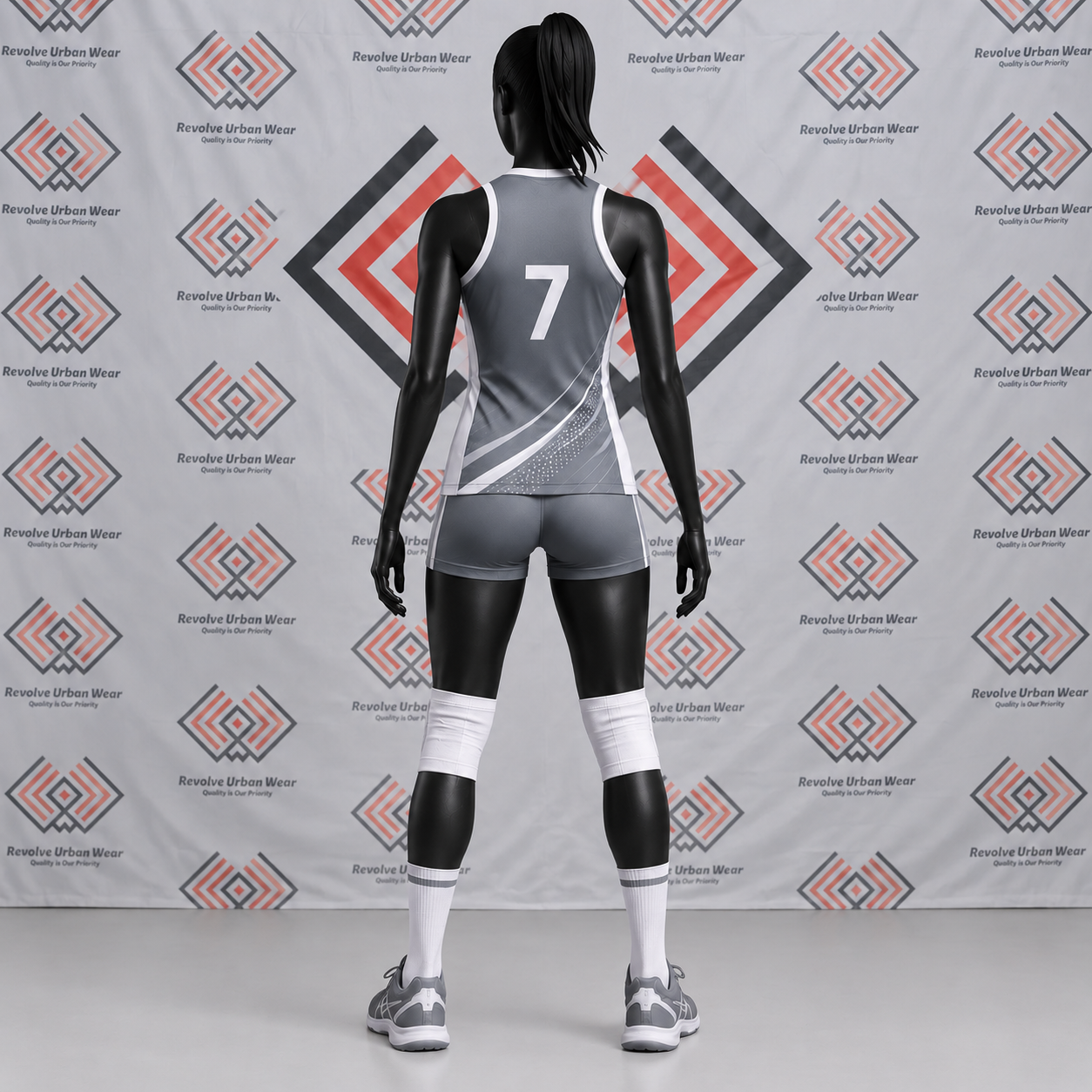 Grey and White Custom Sublimated Volleyball Uniforms - Image 3