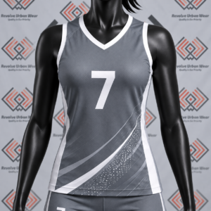 Grey and White Custom Sublimated Volleyball Uniforms - Image 5