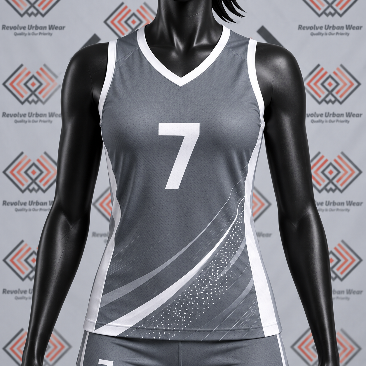 Grey and White Custom Sublimated Volleyball Uniforms - Image 5