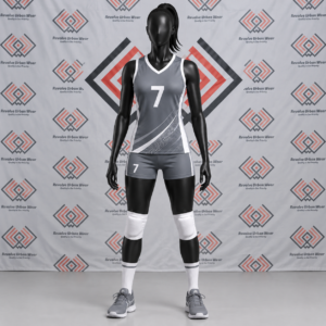Alternative view of Grey and White Custom Sublimated Volleyball Uniforms