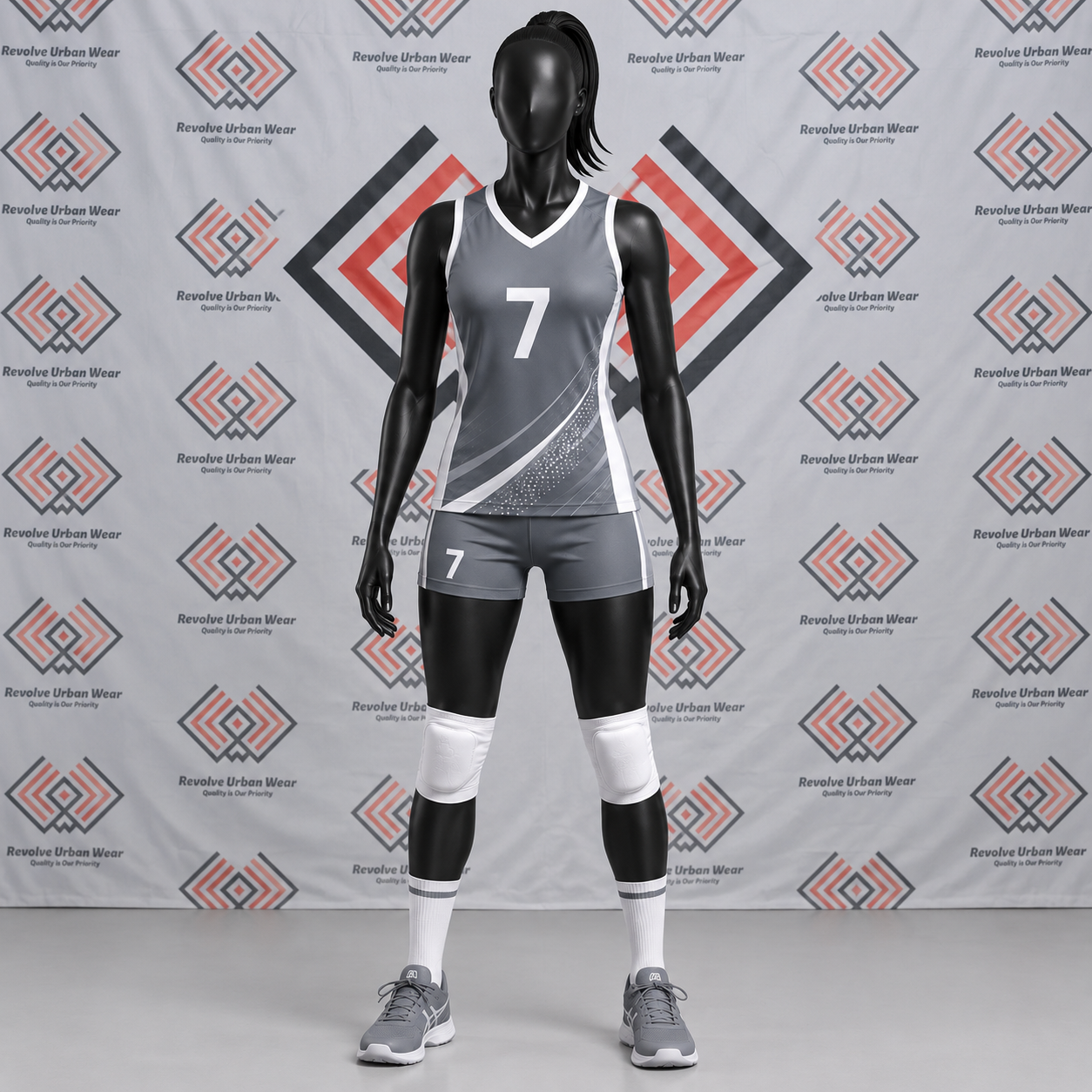 Grey and White Custom Sublimated Volleyball Uniforms - Image 2