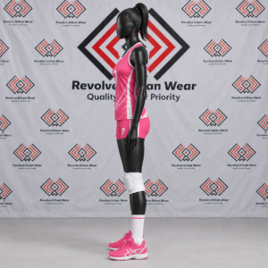 Custom Pink and White Women's Volleyball Uniform - Image 4