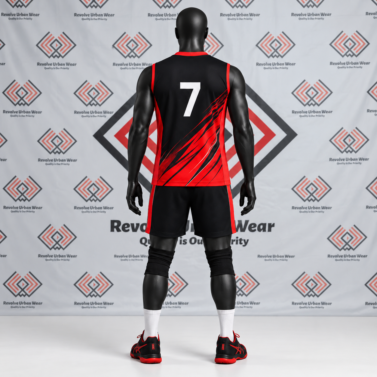 Custom Black and Red Volleyball Uniforms - Image 3