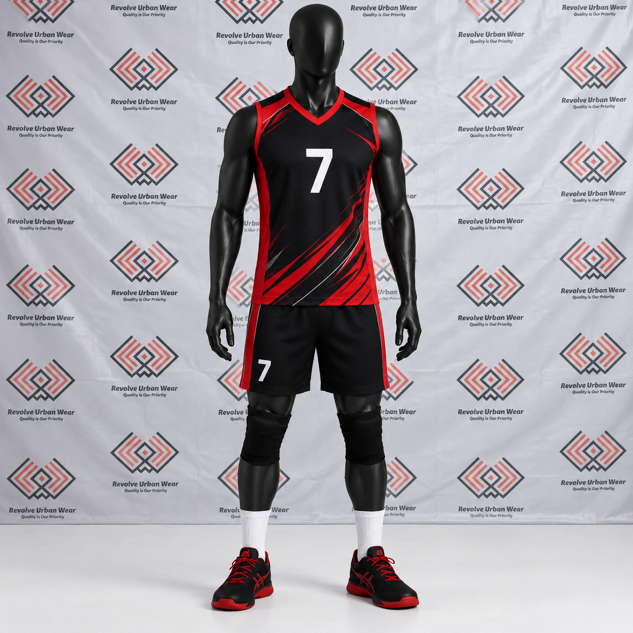 Custom Black and Red Volleyball Uniforms - Image 2