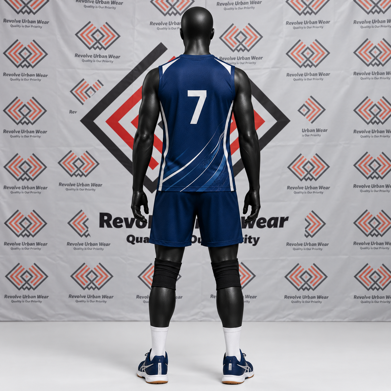 Custom Navy and White Volleyball Uniforms - Image 3