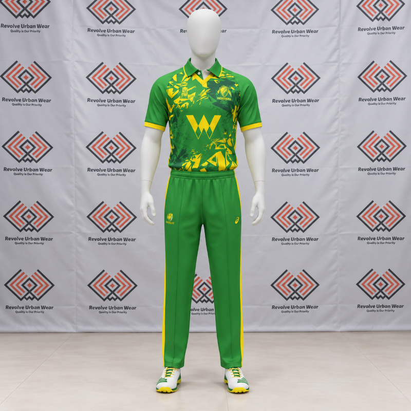 Custom Green Yellow Cricket Kit - Image 2
