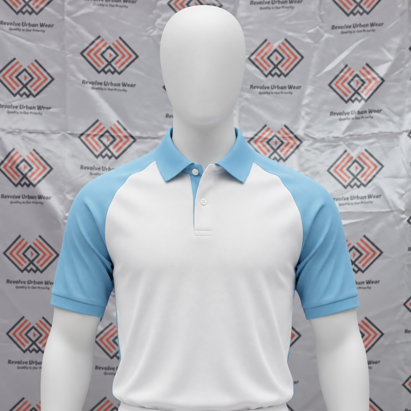 Custom White Sky Blue Cricket Kit - Image 5