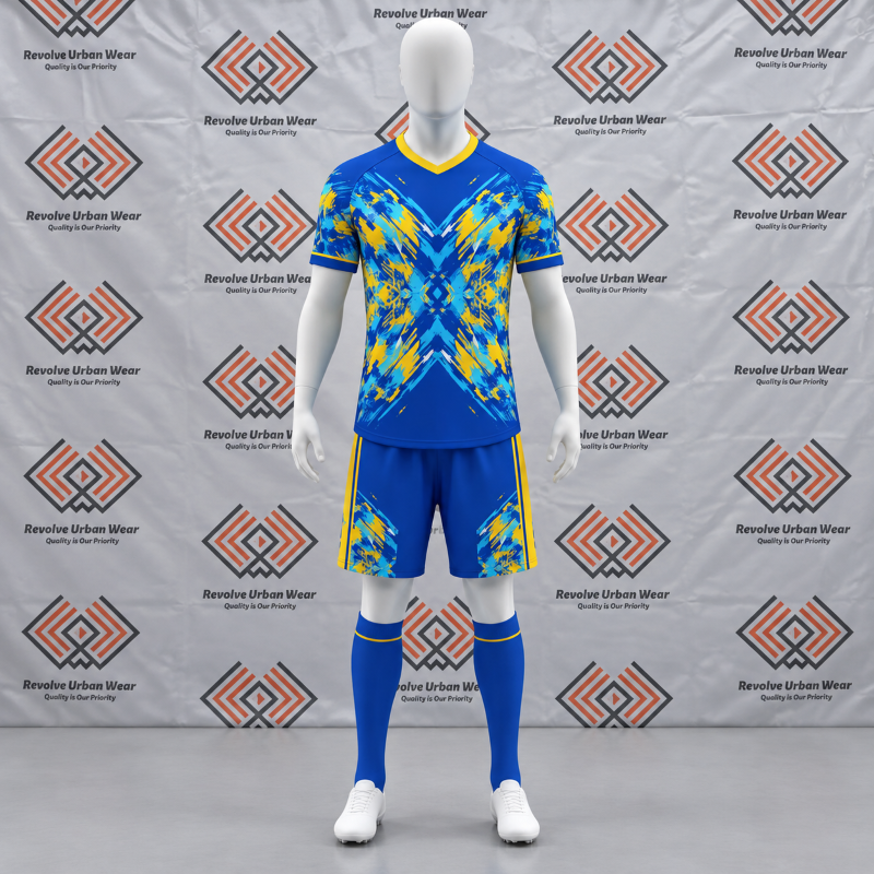 Custom Blue Yellow Soccer Kit - Image 2