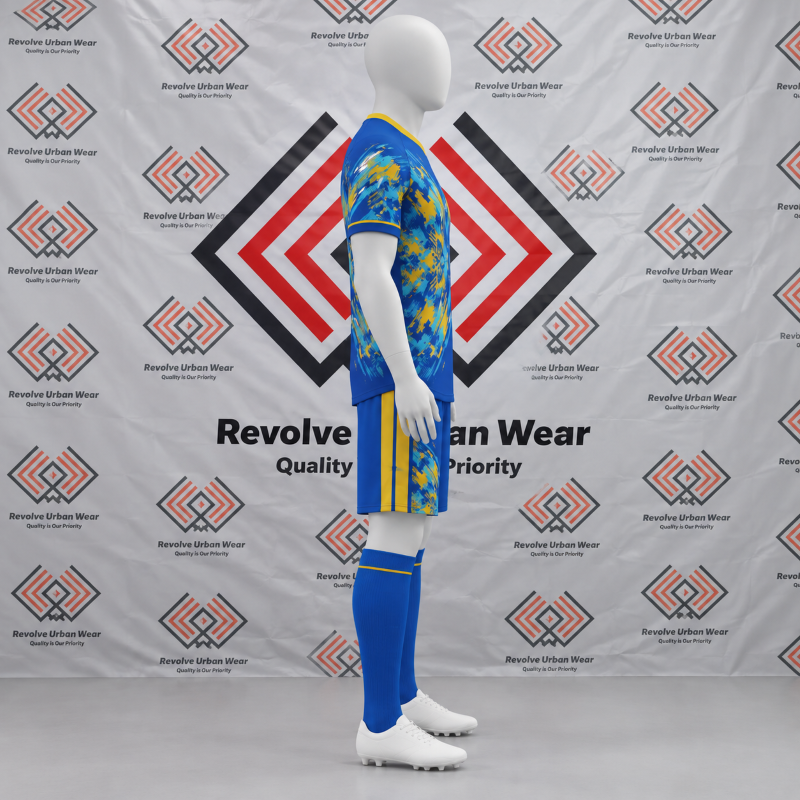 Custom Blue Yellow Soccer Kit - Image 4