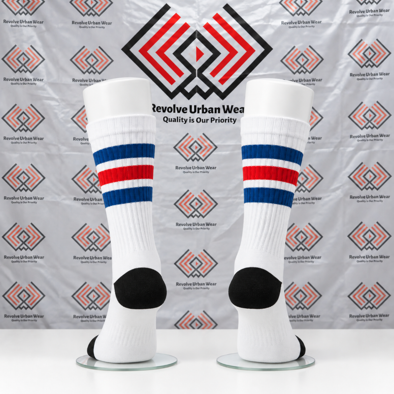 Best Custom White Red and Blue Crew Socks - Image 3