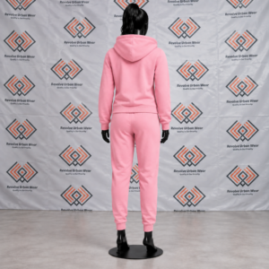 Best Custom Pink Hooded Fleece Tracksuit - Image 3