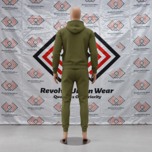 Best Custom Olive Green Hooded Fleece Tracksuit - Image 3
