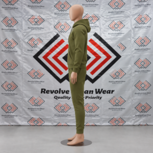 Best Custom Olive Green Hooded Fleece Tracksuit - Image 4