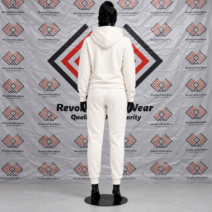 Best Custom Cream Hooded Fleece Tracksuit - Image 3