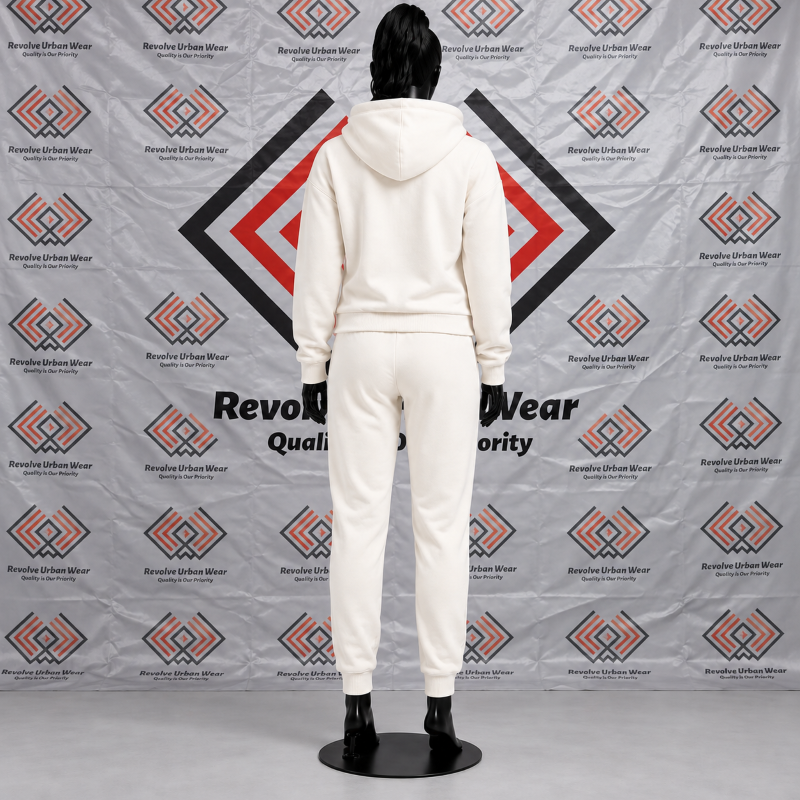 Best Custom Cream Hooded Fleece Tracksuit - Image 3