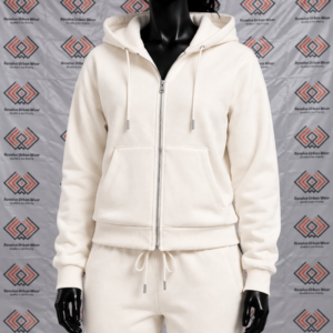 Best Custom Cream Hooded Fleece Tracksuit - Image 5