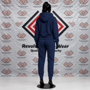 Best Custom Navy Blue Hooded Fleece Tracksuit - Image 3