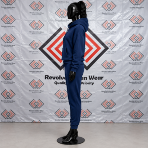 Best Custom Navy Blue Hooded Fleece Tracksuit - Image 4